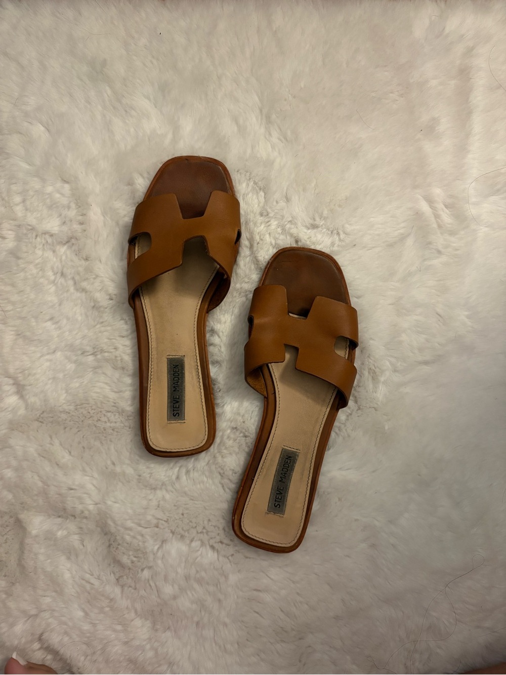 Steve Madden Cognac Cutout Slide Sandals
